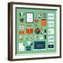 Flat Design Icons Set of Business Working Elements-PureSolution-Framed Art Print