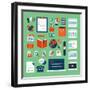 Flat Design Icons Set of Business Working Elements-PureSolution-Framed Art Print