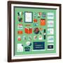 Flat Design Icons Set of Business Working Elements-PureSolution-Framed Art Print