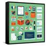 Flat Design Icons Set of Business Working Elements-PureSolution-Framed Stretched Canvas