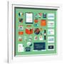 Flat Design Icons Set of Business Working Elements-PureSolution-Framed Art Print