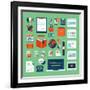 Flat Design Icons Set of Business Working Elements-PureSolution-Framed Art Print