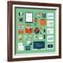 Flat Design Icons Set of Business Working Elements-PureSolution-Framed Art Print