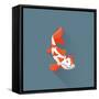 Flat Design White Orange Red Japanese Carp Koi Illustration-Trikona-Framed Stretched Canvas