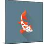 Flat Design White Orange Red Japanese Carp Koi Illustration-Trikona-Mounted Photographic Print