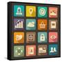 Flat Icons Set for Web and Mobile Applications-ekler-Framed Stretched Canvas