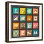 Flat Icons Set for Web and Mobile Applications-ekler-Framed Art Print