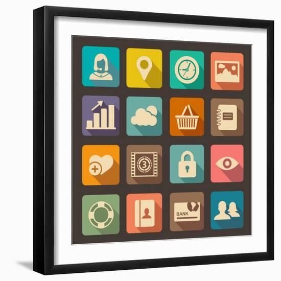 Flat Icons Set for Web and Mobile Applications-ekler-Framed Art Print