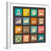 Flat Icons Set for Web and Mobile Applications-ekler-Framed Art Print