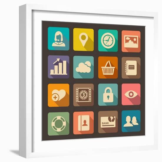 Flat Icons Set for Web and Mobile Applications-ekler-Framed Art Print