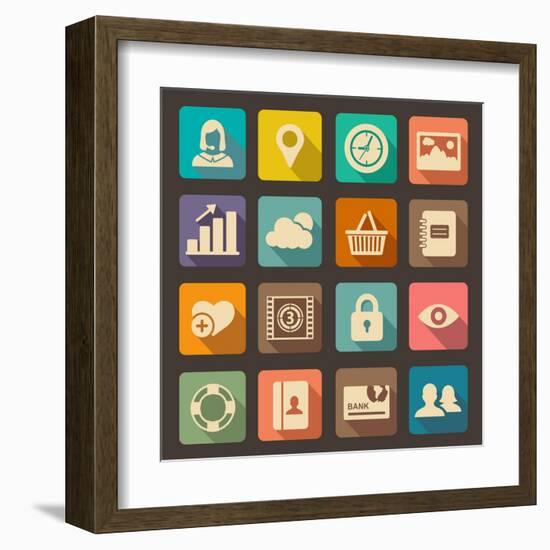 Flat Icons Set for Web and Mobile Applications-ekler-Framed Art Print