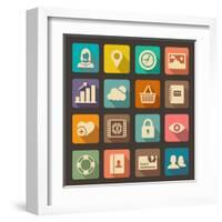 Flat Icons Set for Web and Mobile Applications-ekler-Framed Art Print