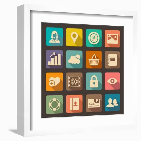 Flat Icons Set for Web and Mobile Applications-ekler-Framed Art Print