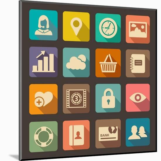 Flat Icons Set for Web and Mobile Applications-ekler-Mounted Art Print