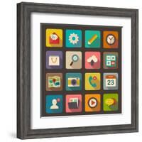 Flat Icons Set for Web and Mobile Applications-ekler-Framed Art Print