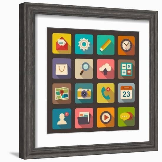 Flat Icons Set for Web and Mobile Applications-ekler-Framed Art Print