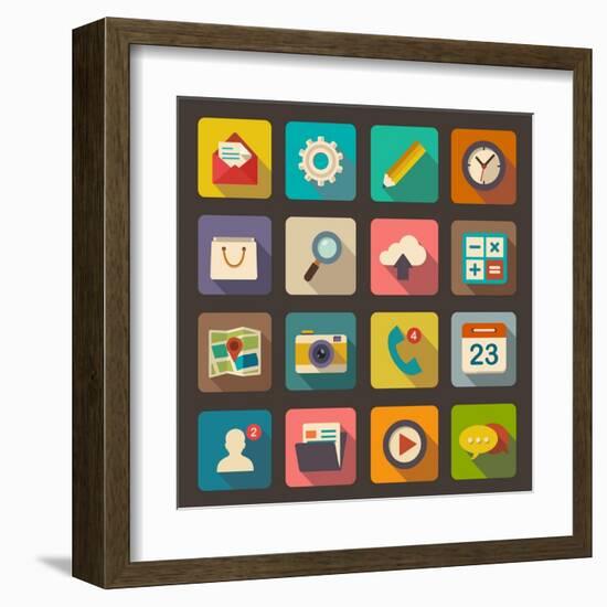 Flat Icons Set for Web and Mobile Applications-ekler-Framed Art Print