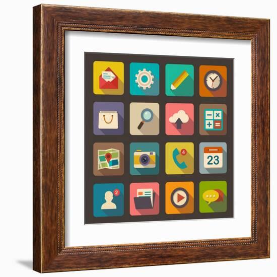 Flat Icons Set for Web and Mobile Applications-ekler-Framed Art Print