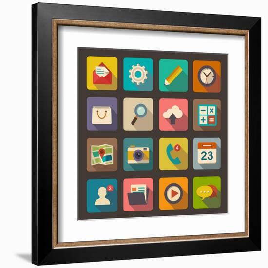 Flat Icons Set for Web and Mobile Applications-ekler-Framed Art Print