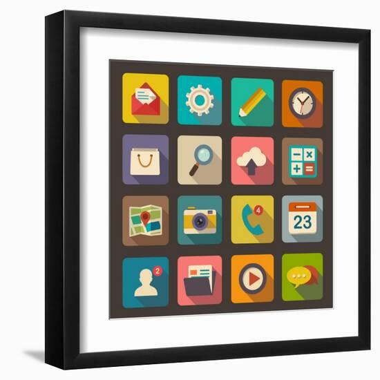 Flat Icons Set for Web and Mobile Applications-ekler-Framed Art Print