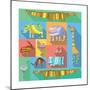 Flat Icons with African Animals-Evgeniya Balala-Mounted Premium Giclee Print