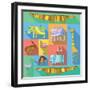 Flat Icons with African Animals-Evgeniya Balala-Framed Art Print