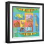 Flat Icons with African Animals-Evgeniya Balala-Framed Art Print