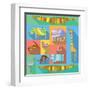 Flat Icons with African Animals-Evgeniya Balala-Framed Art Print