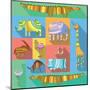 Flat Icons with African Animals-Evgeniya Balala-Mounted Art Print