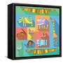 Flat Icons with African Animals-Evgeniya Balala-Framed Stretched Canvas