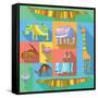 Flat Icons with African Animals-Evgeniya Balala-Framed Stretched Canvas