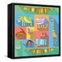Flat Icons with African Animals-Evgeniya Balala-Framed Stretched Canvas