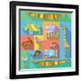 Flat Icons with African Animals-Evgeniya Balala-Framed Art Print