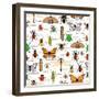 Flat Insects Seamless Pattern Vector Illustration-Macrovector-Framed Art Print