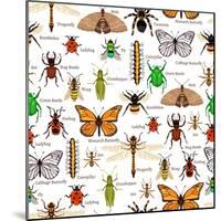 Flat Insects Seamless Pattern Vector Illustration-Macrovector-Mounted Art Print