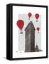 Flat Iron Building and Red Hot Air Balloons-Fab Funky-Framed Stretched Canvas