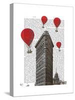 Flat Iron Building and Red Hot Air Balloons-Fab Funky-Stretched Canvas