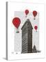 Flat Iron Building and Red Hot Air Balloons-Fab Funky-Stretched Canvas