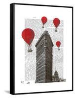 Flat Iron Building and Red Hot Air Balloons-Fab Funky-Framed Stretched Canvas