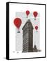 Flat Iron Building and Red Hot Air Balloons-Fab Funky-Framed Stretched Canvas