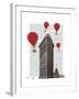 Flat Iron Building and Red Hot Air Balloons-Fab Funky-Framed Art Print