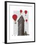 Flat Iron Building and Red Hot Air Balloons-Fab Funky-Framed Art Print