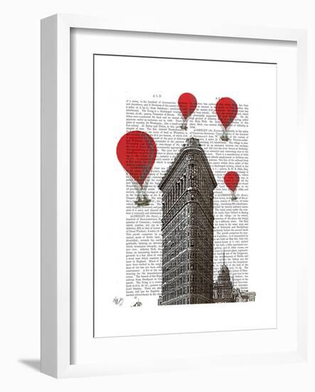 Flat Iron Building and Red Hot Air Balloons-Fab Funky-Framed Art Print