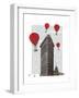 Flat Iron Building and Red Hot Air Balloons-Fab Funky-Framed Art Print