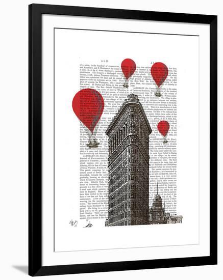 Flat Iron Building and Red Hot Air Balloons-Fab Funky-Framed Art Print