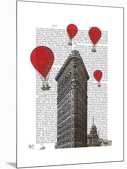 Flat Iron Building and Red Hot Air Balloons-Fab Funky-Mounted Art Print