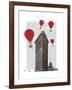 Flat Iron Building and Red Hot Air Balloons-Fab Funky-Framed Art Print