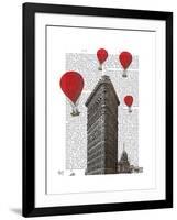 Flat Iron Building and Red Hot Air Balloons-Fab Funky-Framed Art Print