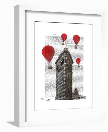 Flat Iron Building and Red Hot Air Balloons-Fab Funky-Framed Art Print