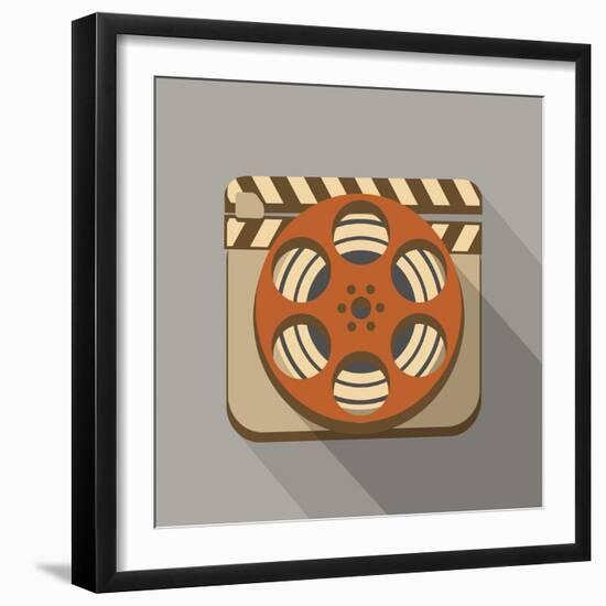 Flat Long Shadow Cinema Icon-YasnaTen-Framed Art Print